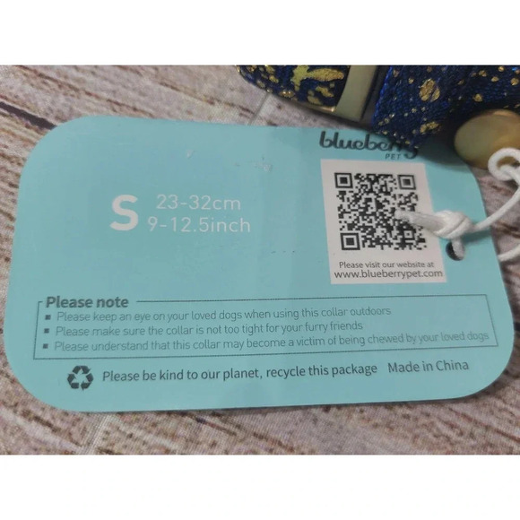 Blueberry Pet Dog Collar Size Small 9-12in Royal Blue Gold Splatter Paint New - Picture 5 of 5